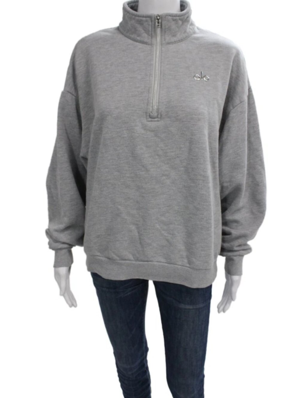 $249 Authentic ALO Yoga Women’s 1/2 Zipper Gray Sweatshirt Sz. Est. L (Missing)